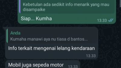 Awas Penipuan, Akun Whats App Mengatasnamakan Kepala Desa Cipinang Tawarkan Lelang Mobil